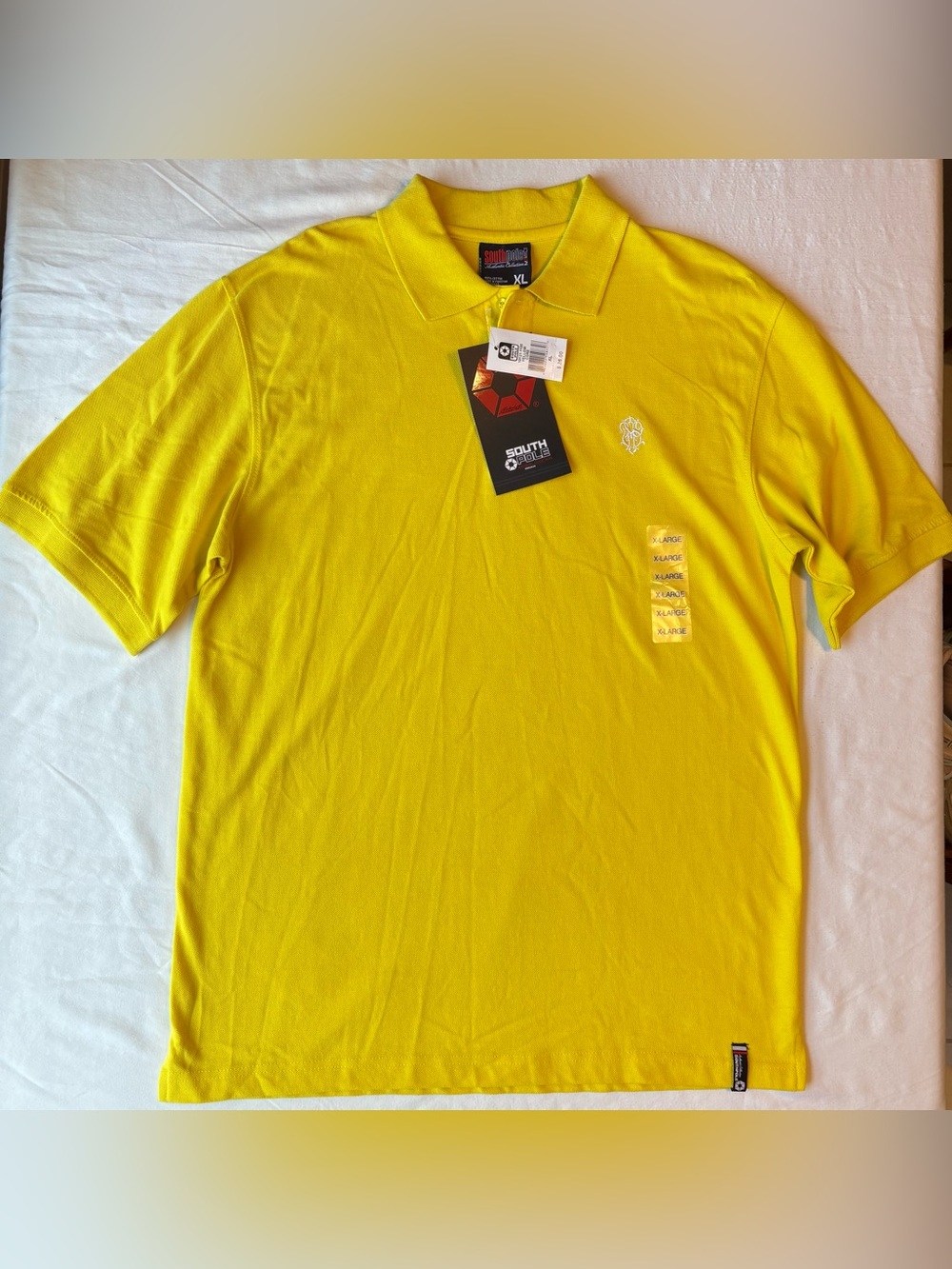 Vintage South Pole Men’s Yellow Polo Shirt with Embroidered Logo on the Chest